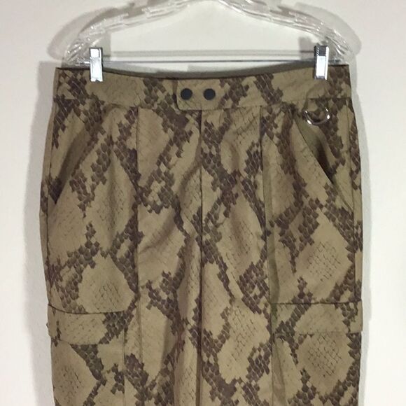 ASOS Pants Women’s Snakeskin Cargo Wide Leg Pockets High Rise Size 12 - Picture 2 of 14